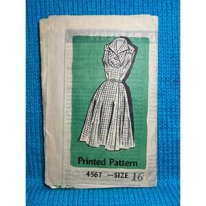 Sewing pattern 4567 shirt dress fit and flare 1950s size 16
